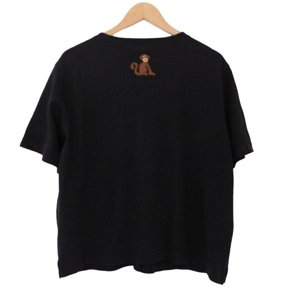 Vintage Womens Top Blouse Monkey Zebra Tiger Giraffe Size large Short Sleeve - Picture 6 of 8